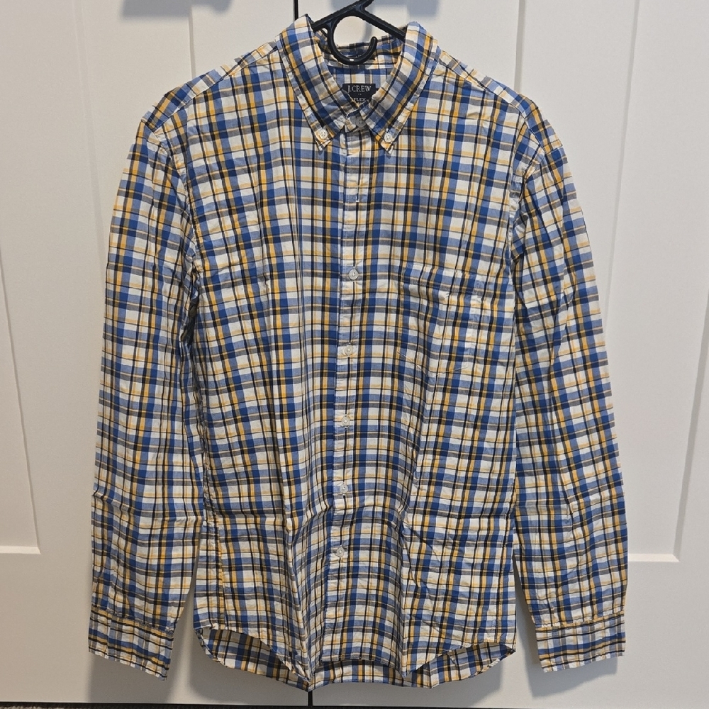 J. Crew Blue and Yellow Checkered Shirt